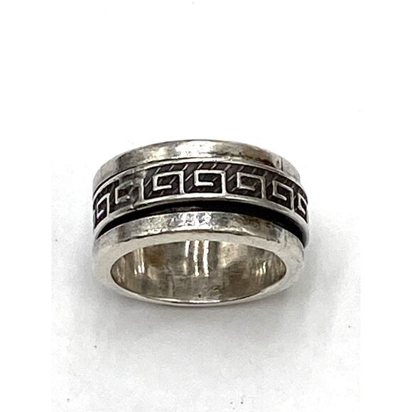 925 Sterling Silver Ring Spinner Greek Key Design Women’s 5.5 Artisan 9.08g - Picture 1 of 13